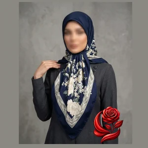 روسری مجلسی ابریشم تویل طرح پردیس قواره 140